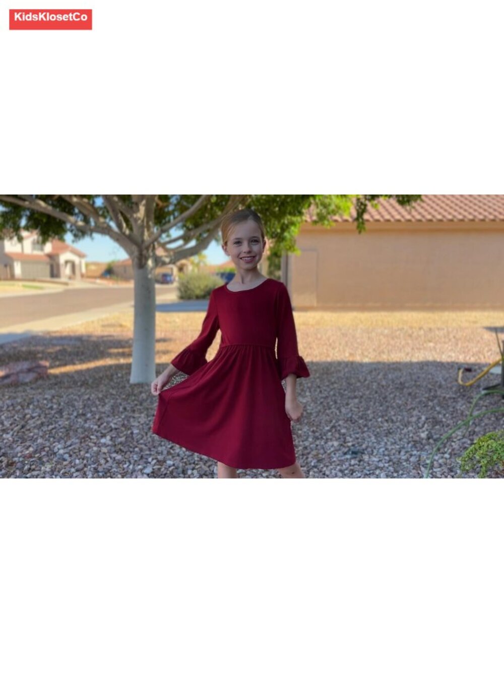 Girls Boho Floral A-line Swing Midi Dress with Pockets - Picture 5 of 6